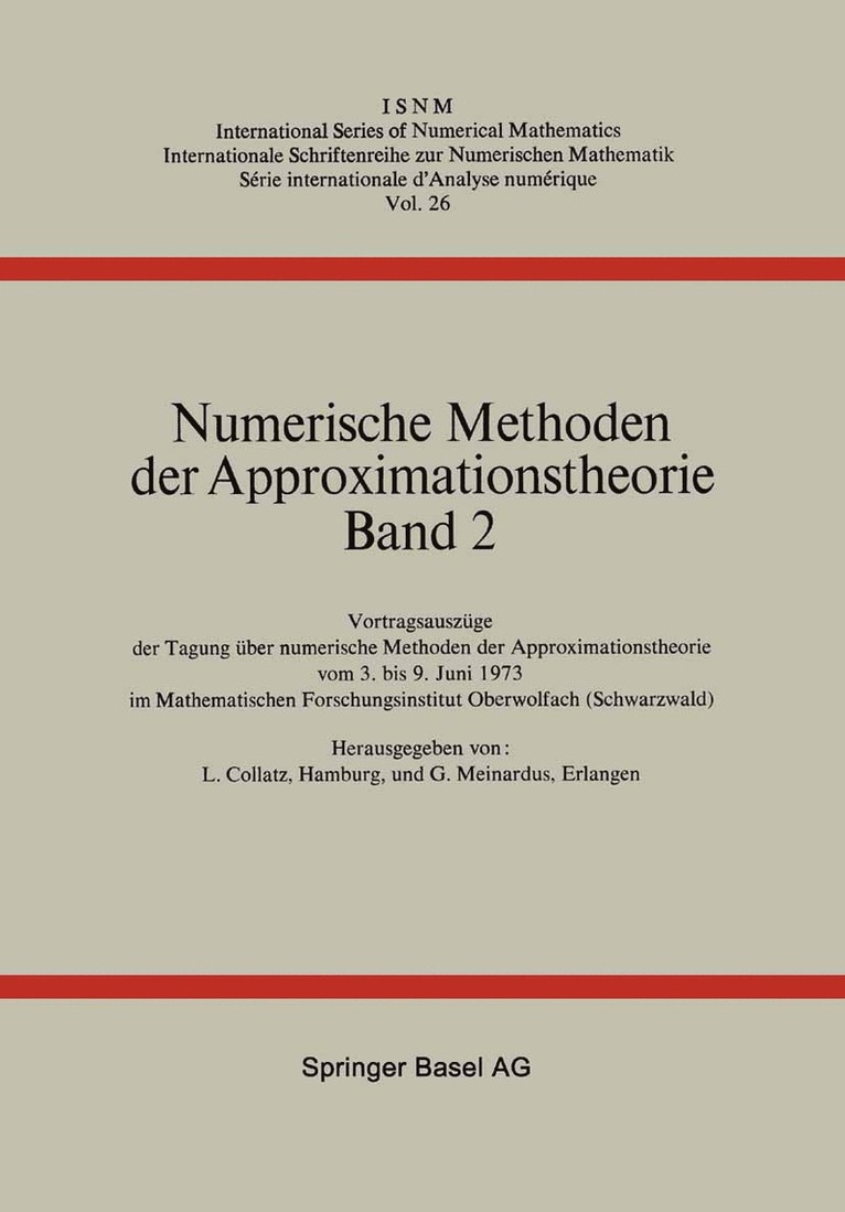 COLLATZ, MEINARDUS, Collatz, Meinardus - Numerische Methoden der Approximationstheorie, Häftad