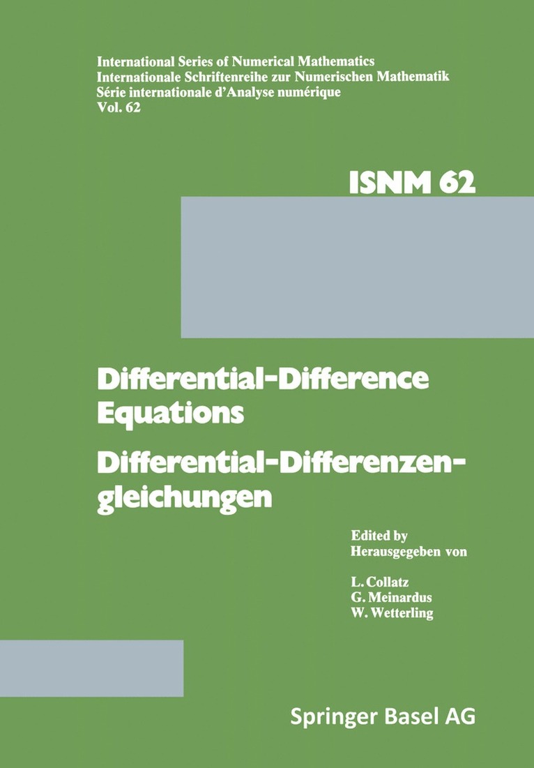 COLLATZ, MEINARDUS, WETTERLING, Collatz, Meinardus, Wetterling - Differential-Difference Equations/Differential-Differenzengleichungen, Häftad