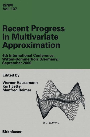 Werner Haussmann, Kurt Jetter, Manfred Reimer - Recent Progress in Multivariate Approximation, Häftad