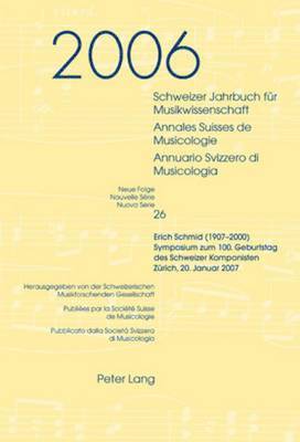 bokomslag Schweizer Jahrbuch Fuer Musikwissenschaft- Annales Suisses de Musicologie- Annuario Svizzero Di Musicologia