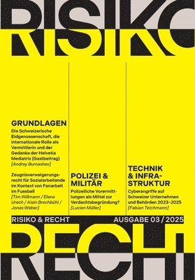 Patrice Martin Zumsteg, Tilmann Altwicker, Goran Seferovic, Franziska Sprecher - Risiko & Recht 03/2025, Häftad
