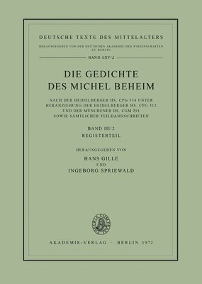 Die Gedichte des Michel Beheim, Band III/2, Registerteil
