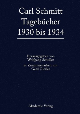 bokomslag Carl Schmitt Tagebucher 1930 Bis 1934