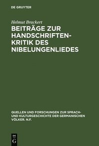 bokomslag Beitrge Zur Handschriftenkritik Des Nibelungenliedes
