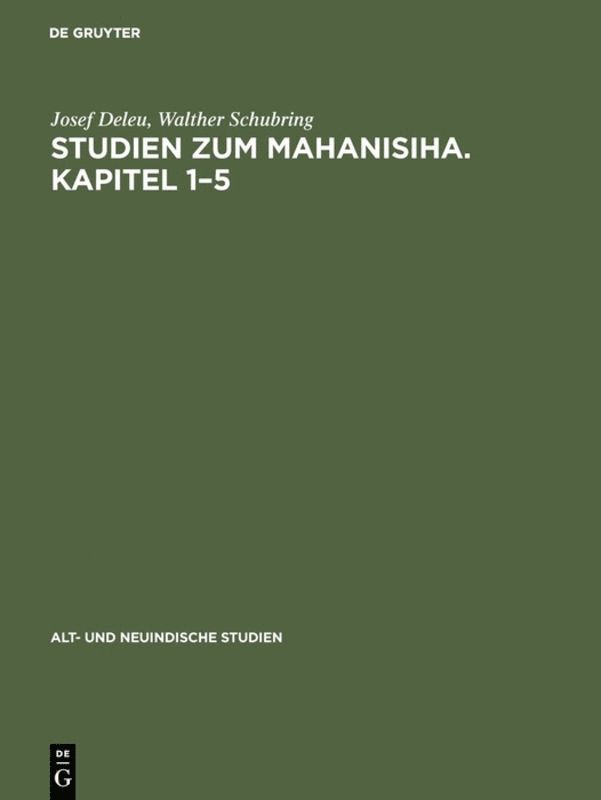 Studien zum Mahanisiha. Kapitel 1–5