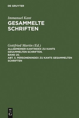 Personenindex Zu Kants Gesammelten Schriften 1