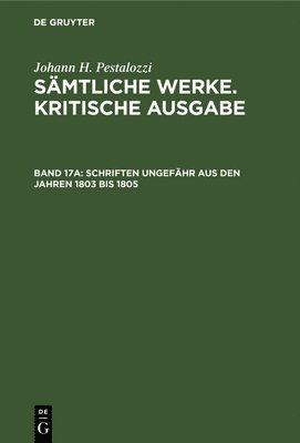 bokomslag Schriften ungefhr aus den Jahren 1803 bis 1805