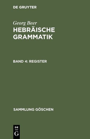 Georg Beer - Register, Inbunden