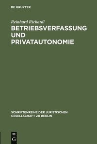 bokomslag Betriebsverfassung und Privatautonomie