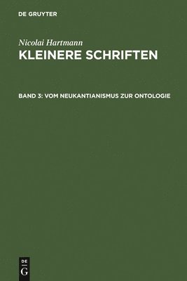 Vom Neukantianismus Zur Ontologie 1