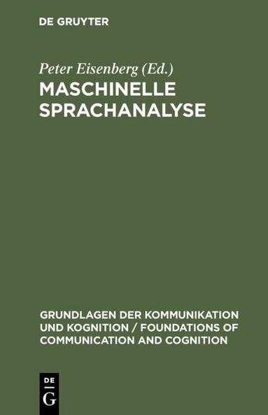 Peter Eisenberg - Maschinelle Sprachanalyse, Inbunden