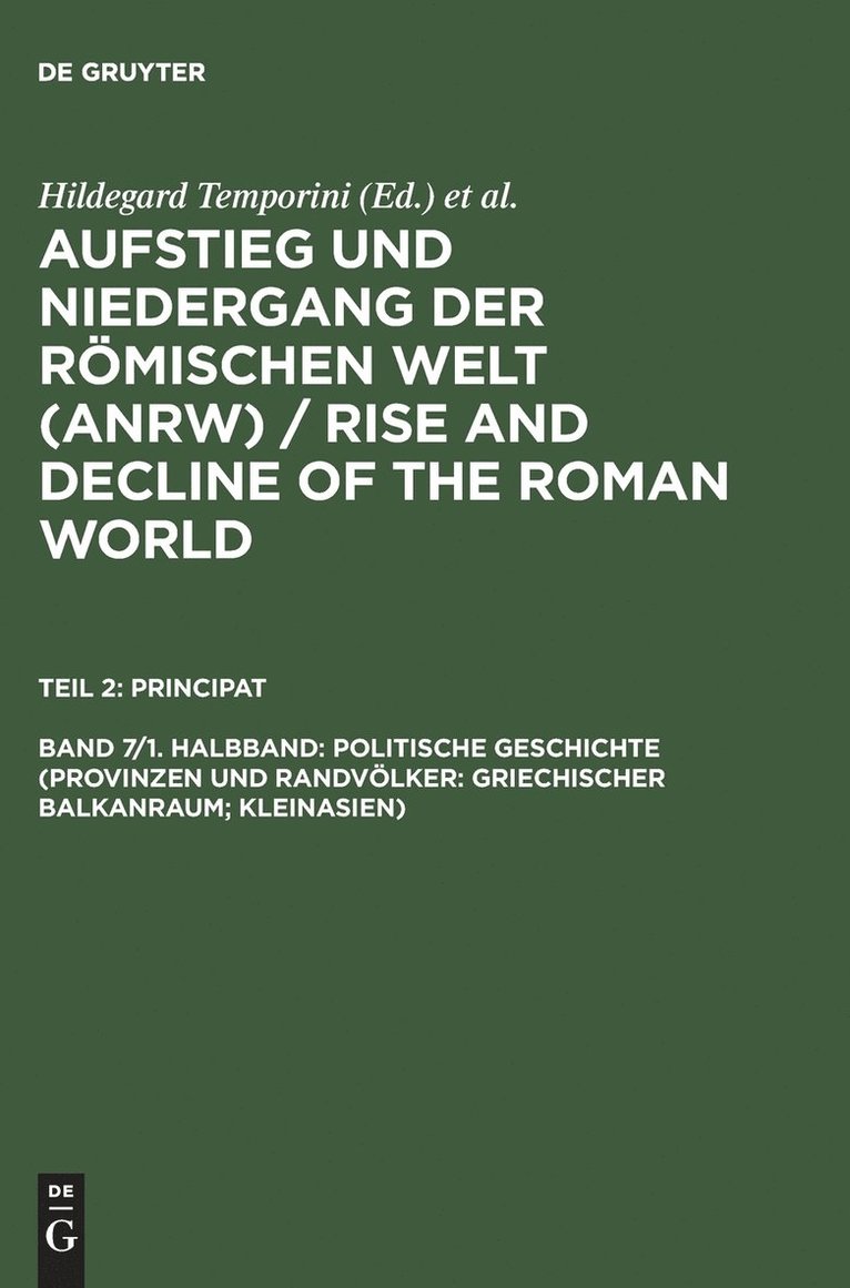 Politische Geschichte (Provinzen Und Randvlker: Griechischer Balkanraum; Kleinasien) 1