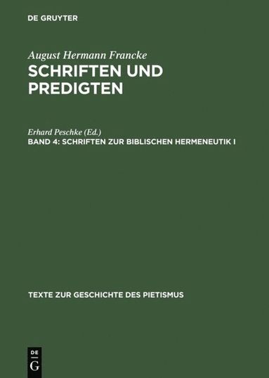 bokomslag Schriften zur biblischen Hermeneutik I