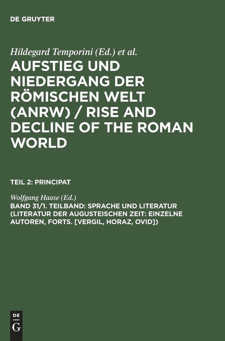 Wolfgang Haase - Sprache Und Literatur (Literatur Der Augusteischen Zeit, Inbunden