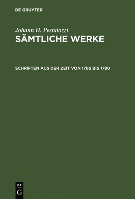 bokomslag Schriften aus der Zeit von 1766 bis 1780