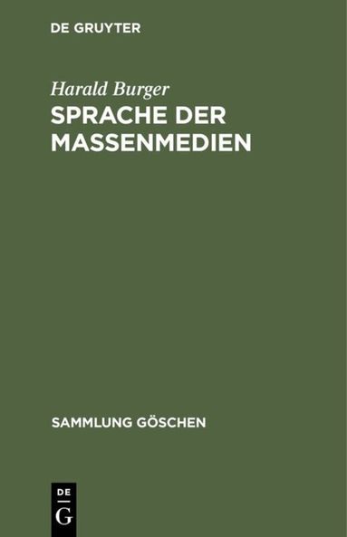 Harald Burger - Sprache der Massenmedien, Inbunden