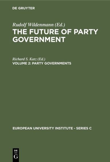Richard S. Katz - Party Governments, Inbunden