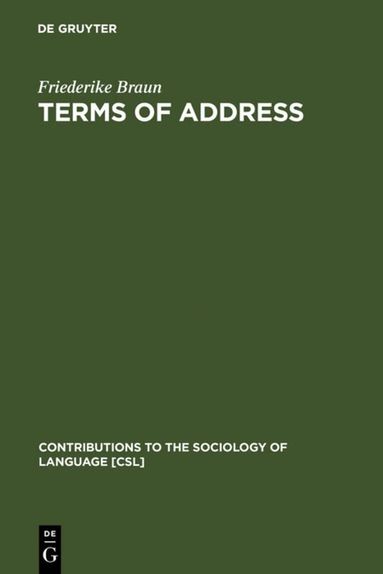 Friederike Braun - Terms of Address, Inbunden