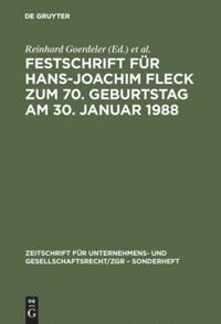 Festschrift fr Hans-Joachim Fleck zum 70. Geburtstag am 30. Januar 1988 1