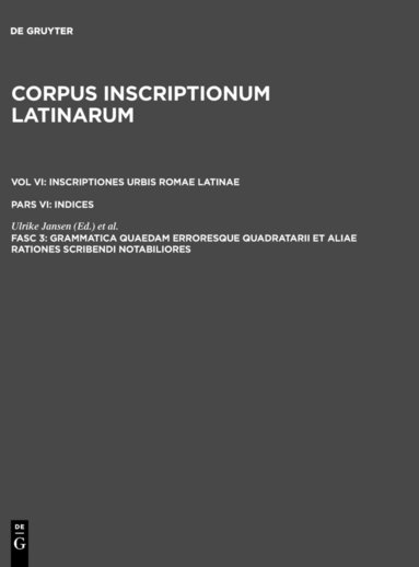 Ulrike Jansen, Hans Krummrey - Grammatica Quaedam Erroresque Quadratarii Et Aliae Rationes Scribendi Notabiliores, Inbunden