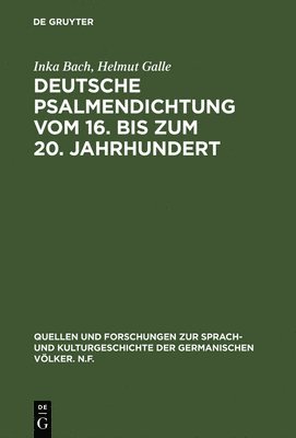 bokomslag Deutsche Psalmendichtung vom 16. bis zum 20. Jahrhundert