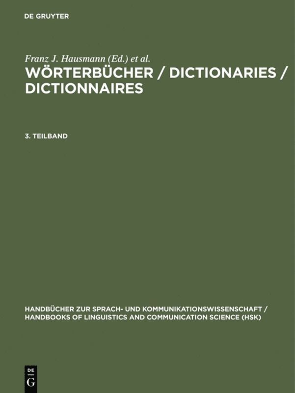 Wörterbücher / Dictionaries / Dictionnaires. 3. Teilband
