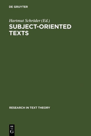 Hartmut Schröder - Subject-oriented Texts, Inbunden