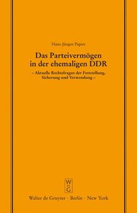 bokomslag Das Parteivermgen in Der Ehemaligen DDR