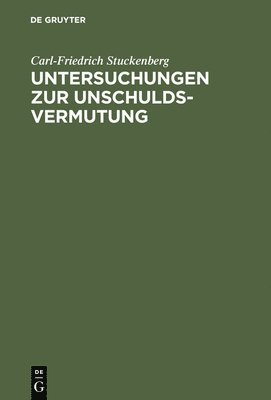 bokomslag Untersuchungen Zur Unschuldsvermutung