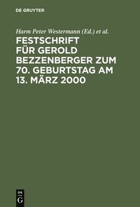 bokomslag Festschrift Fr Gerold Bezzenberger Zum 70. Geburtstag Am 13. Mrz 2000