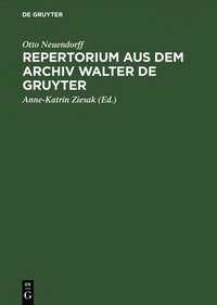 bokomslag Repertorium aus dem Archiv Walter de Gruyter