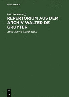 bokomslag Repertorium aus dem Archiv Walter de Gruyter