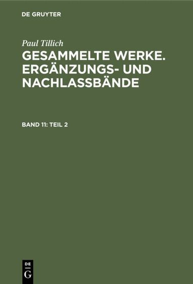 Paul Tillich, Erdmann Sturm - Teil 2, Inbunden