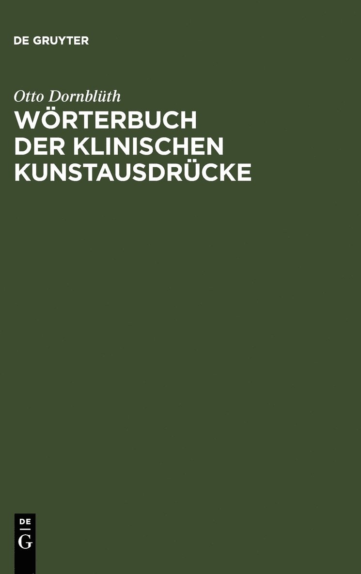 Woerterbuch Der Klinischen Kunstausdrucke 1