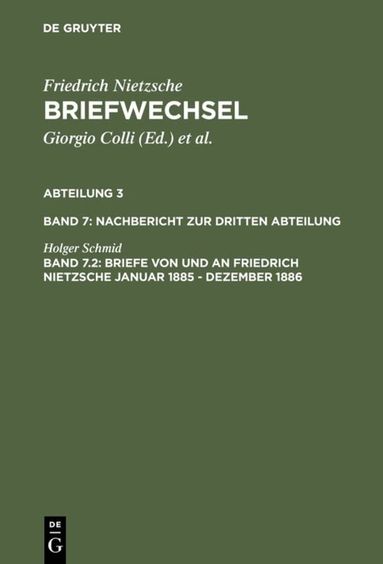 Holger Schmid, Norbert Miller - Briefe von und an Friedrich Nietzsche Januar 1885 - Dezember 1886, Inbunden