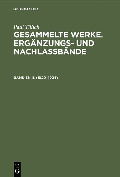 Paul Tillich, Erdmann Sturm - II. (1920–1924), Inbunden