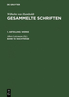Wilhelm von Humboldt, Albert Leitzmann - Nachträge, Inbunden