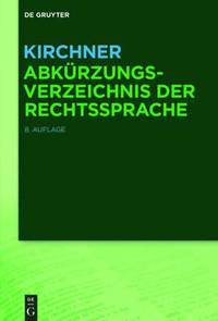 bokomslag Kirchner - Abkrzungsverzeichnis der Rechtssprache