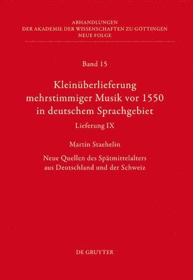 Kleinberlieferung mehrstimmiger Musik vor 1550 in deutschem Sprachgebiet, Lieferung IX 1