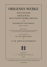 bokomslag Werke, Band 12/1, Origenes Matthuserklrung III
