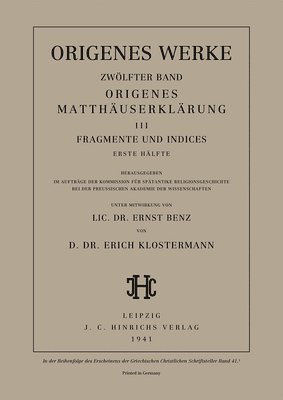 Werke, Band 12/1, Origenes Matthuserklrung III 1