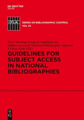 bokomslag Guidelines for Subject Access in National Bibliographies