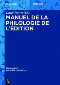 bokomslag Manuel de la philologie de l'dition