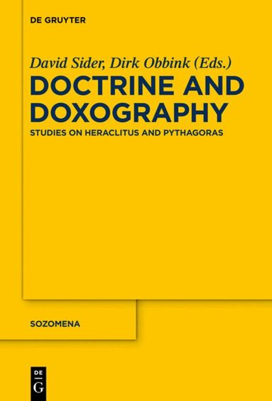 David Sider, Dirk Obbink - Doctrine and Doxography, Inbunden