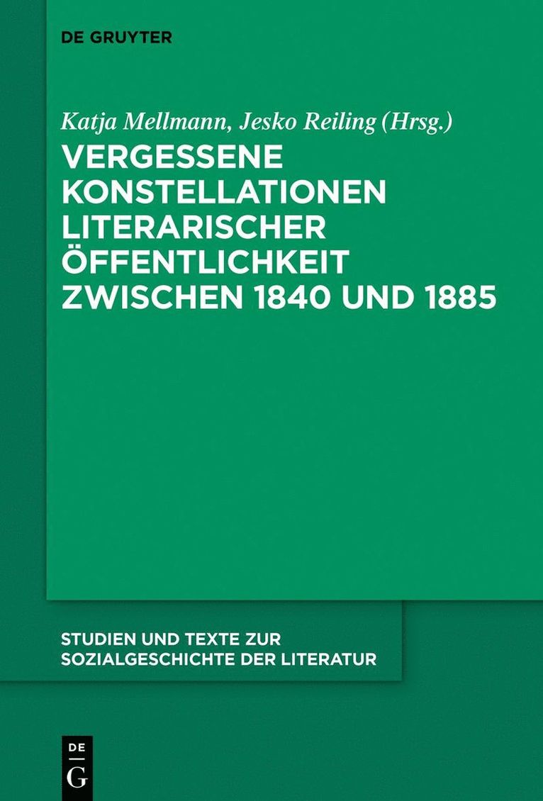 Katja Mellmann, Jesko Reiling - Vergessene Konstellationen literarischer Öffentlichkeit zwischen 1840 und 1885, Inbunden