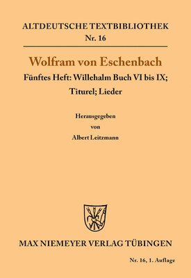 bokomslag Willehalm Buch VI bis IX; Titurel; Lieder