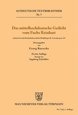 Heinrich, Georg Baesecke, Ingeborg Schröbler - mittelhochdeutsche Gedicht vom Fuchs Reinhart, Häftad