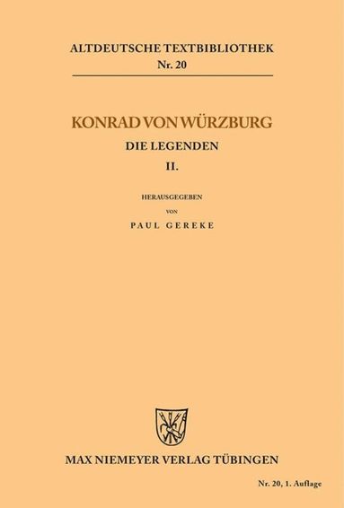 Konrad von Würzburg, Paul Gereke - Die Legenden II, Häftad