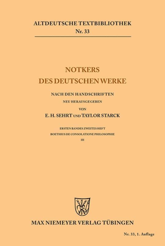Edward H. Sehrt, Taylor Starck - Notkers des Deutschen Werke, Häftad