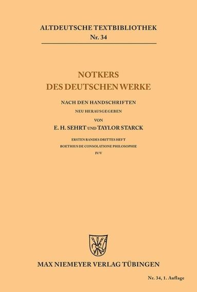 bokomslag Notkers des Deutschen Werke